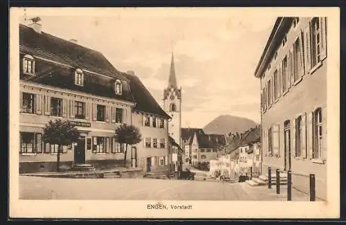 AK Engen, Strassenpartie mit Vereinsheim und Kirche