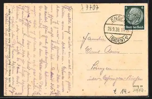 AK Engen, Strassenpartie mit Vereinsheim und Kirche