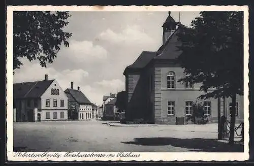 AK Liebertwolkwitz, Tauchaerstrasse mit Blick auf das Rathaus