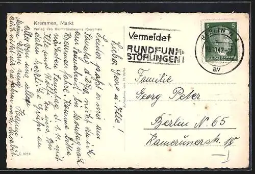 AK Kremmen, Partie am Marktplatz, mit Denkmal