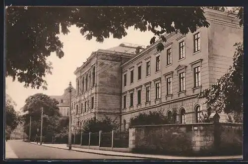 AK Freiberg / Sachsen, Ortsansicht mit Gymnasium Albertinum