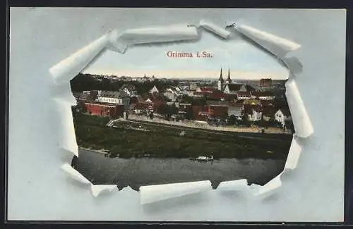 AK Grimma, Blick zur Stadt