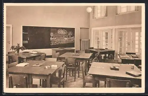 AK Dresden-Neustadt, Schul- bzw. Speisezimmer in der städtischen Waldschule