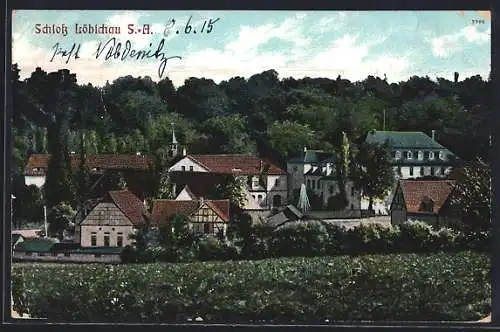 AK Löbichau /S.-A., Ortsansicht mit dem Schloss