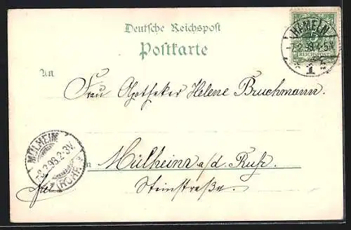 Lithographie Hameln, Klüt-Thurm, der Rattenfänger, Totalansicht