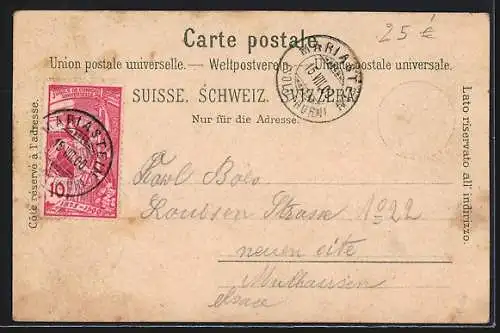 Lithographie Mariastein, Gasthof zum Jura v. Celestin Schuhmacher, Klosterkirche, Ruine Landskron