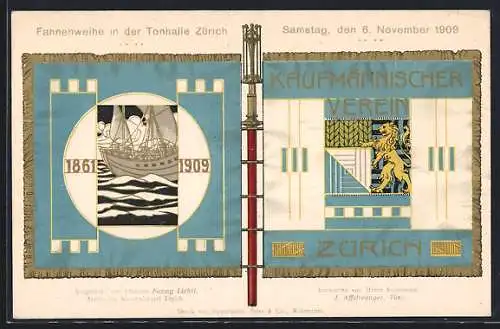 AK Zürich, Kaufmännischer Verein, Fahnenweihe in der Tonhalle am 06.11.1909