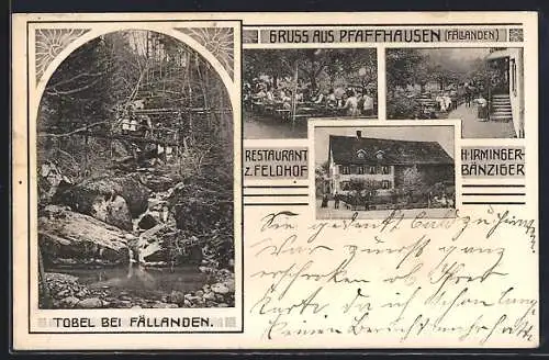 AK Fällanden, Pfaffenhausen, Restaurant zum Feldhof, Garten, Tobel