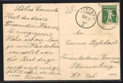 AK Hittnau, Gasthaus zur Sonne, Hintergasse, Mitteldorf