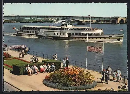 AK Bonn, Rheindampfer Cecilie und Kennedy-Brücke