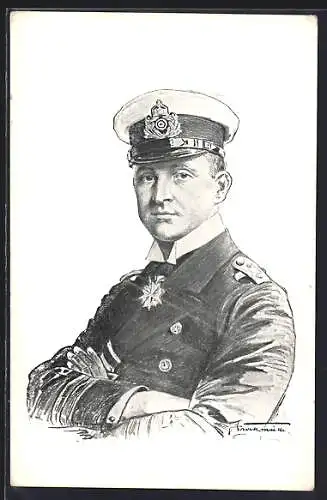 Künstler-AK Portrait von Kapitänleutnant Weddigen