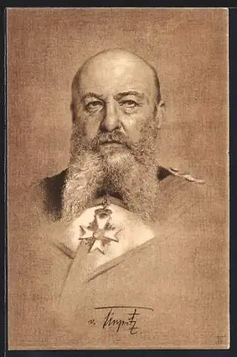 Künstler-AK Admiral Alfred von Tirpitz, Kopfportrait