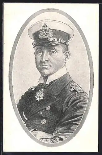 AK Weddigen, Kommandant U 9, Portrait mit Pour le Mérite