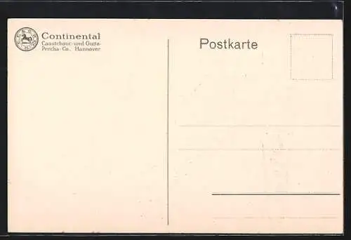 AK Continental-Pneumatic, Reklame, Wurstlieferant mit Lastenrad und Hunde
