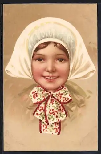 Künstler-AK Fritz Baumgarten unsign.: Süsses Mädchen in Tracht mit Haube