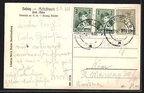 AK Sebes /Mühlbach, evang. Kirche