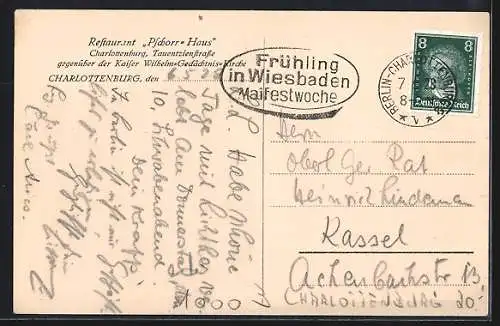 AK Berlin-Charlottenburg, Restaurant Pschorr-Haus, Tauentzienstrasse