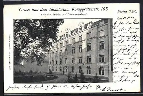 AK Berlin, Sanatorium Königgrätzerstrasse 105