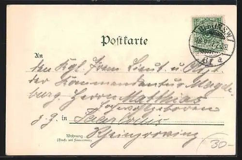 Lithographie Berlin, Gasthaus Pschorr-Bräu von Frau Printz, Friedrichstrasse Ecke Behrenstrasse