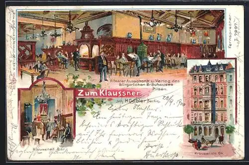 Lithographie Berlin, Gasthaus Zum Klaussner, Krausenstrasse 64