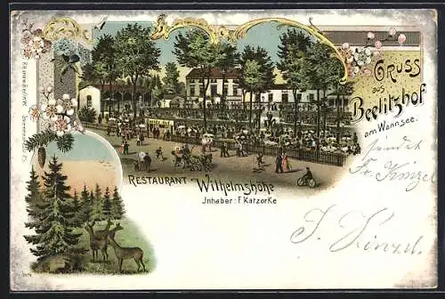 Lithographie Berlin-Halensee, Restaurant Wilhelmshöhe, Beelitz-Hof