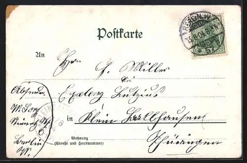 Lithographie Berlin-Schlachtensee, Alte Fischerhütte, Eingang zum Gartenlokal