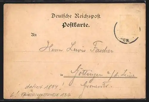 Lithographie Berlin, Restaurant Leist-Bräu-Ausschank von Jos. Sedlmayr, Friedrichstrasse 136