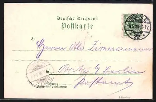 Lithographie Berlin-Wannsee, Restaurant Reichsadler mit Gartenlokal und Ballsaal