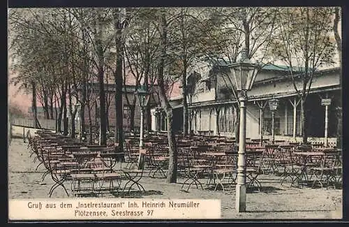 AK Plötzensee, Insel-Restaurant von Heinrich Neumüller, Seestrasse 97