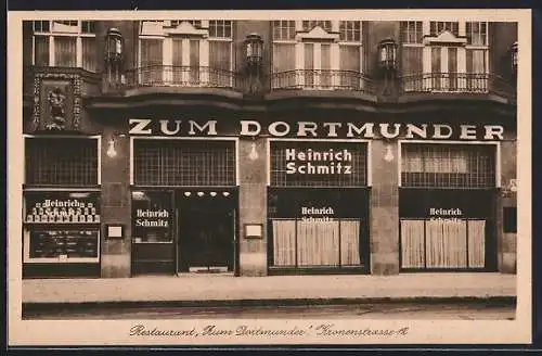 AK Berlin, Restaurant Zum Dortmunder, Inh. Heinrich Schmitz, Kronenstrasse 12