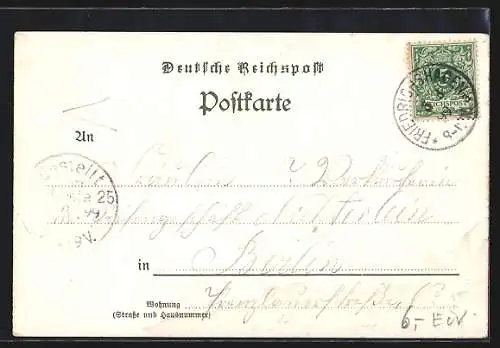 Lithographie Berlin-Friedrichshagen, Restaurant Müggel-Schlösschen v. G. Ritze, Aussichtsturm, Segelboote, Ruderboot