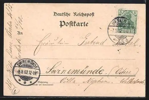 Lithographie Berlin-Zehlendorf, Restaurant Paulsborn mit Garten und Grunewald-See