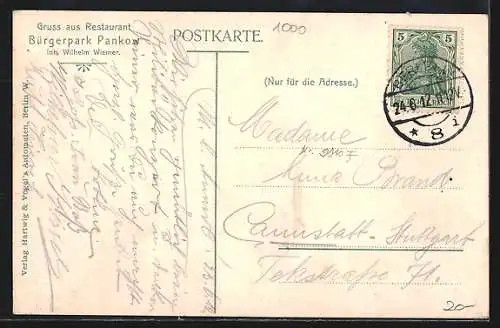AK Berlin-Pankow, Restaurant Bürgerpark, Gartenpartie