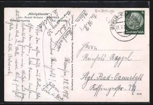 AK Berlin-Wannsee, Gasthaus Königsbaude, Ecke Königsweg