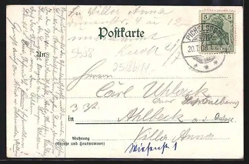 Lithographie Berlin-Grunewald, Gasthaus Schildhorn, Kaiser Wilhelm Aussichtsturm