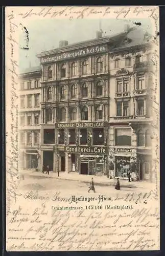 AK Berlin-Kreuzberg, Café Aeschinger-Haus, Oranienstrasse 145 /146, Moritzplatz