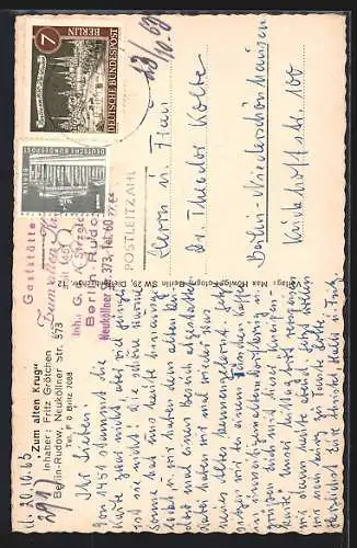 AK Berlin-Rudow, Gasthaus Zum alten Krug v. Fritz Grötchen, Neuköllner Strasse 373