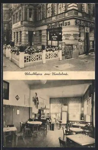 AK Berlin-Tiergarten, Restaurant Schultheiss am Karlsbad v. Walter Hoth mit Innenansicht, Potsdamer Strasse 41