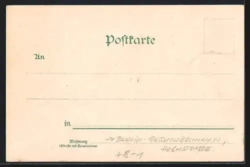 Lithographie Berlin-Gesundbrunnen, Brauerei Karl Gregory in der Hochstrasse, Einfahrt, Hof und Export