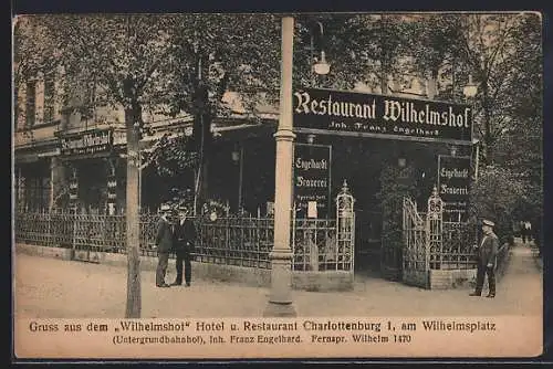 AK Berlin-Charlottenburg, Hotel-Restaurant Wilhelmshof v. Franz Engelhard a, Wilhelmsplatz