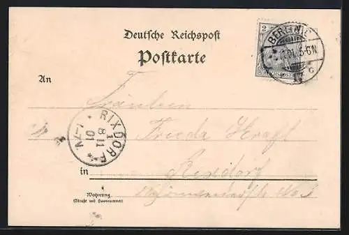 Lithographie Berlin-Steglitz, Park-Restaurant Südende, Gartenansicht, am Schwanenteich