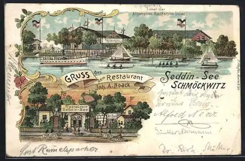 Lithographie Berlin-Schmöckwitz, Restaurant Seddin-See v. A. Noack