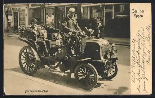 AK Berlin, Automobildroschke auf einer Strasse