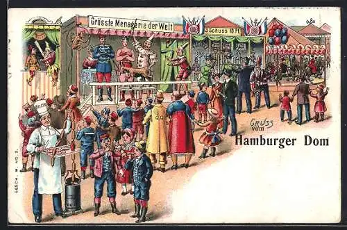 AK Hamburg-St.Pauli, Volksfest Hamburger Dom mit Menagerie und Karussell