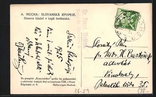 Künstler-AK Alphonse Mucha: Slovanska Epopeje, Husovo kazani v kapli betlemske