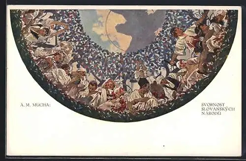 Künstler-AK Alphonse Mucha: Svornost Slovanskych Narodu, slawische Ureinwohner