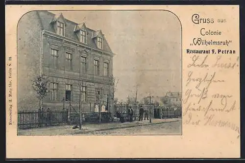 AK Wilhelmsruh /Pankow, Restaurant von F. Petran in der Colonie Wilhelmsruh