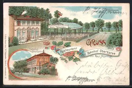 Lithographie Berlin, Restaurant zum Bahnhof Oberspree, Inh. Paul Müntzel