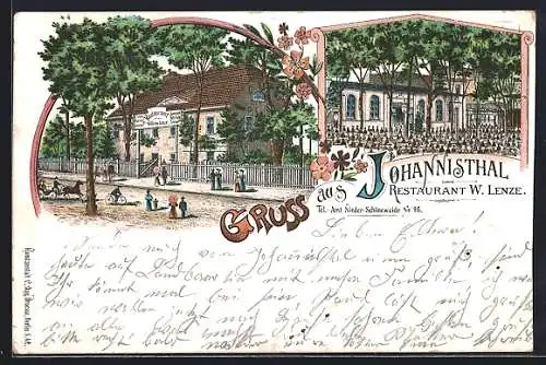 Lithographie Johannisthal, Restaurant von Wilhelm Lenze