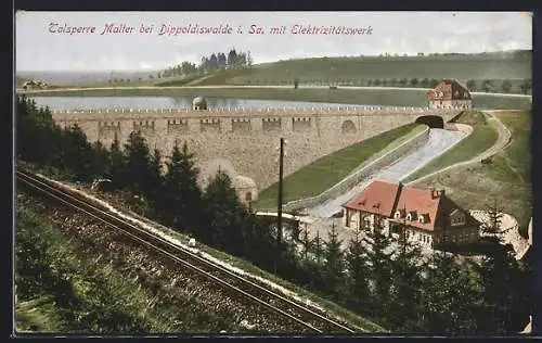 AK Dippoldiswalde /Sa., Talsperre Malter mit Elektrizitätswerk